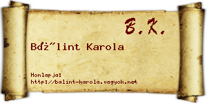 Bálint Karola névjegykártya